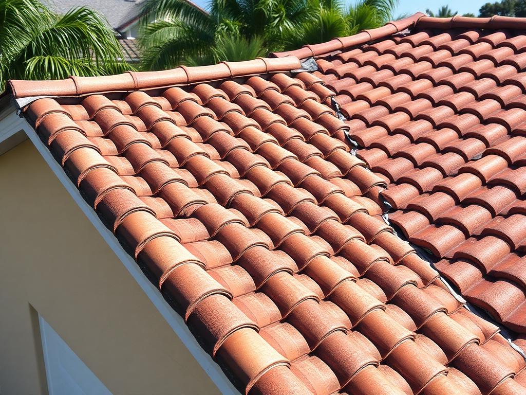 The same Jupiter barrel tile roof with clean terracotta tiles after no-pressure soft washing